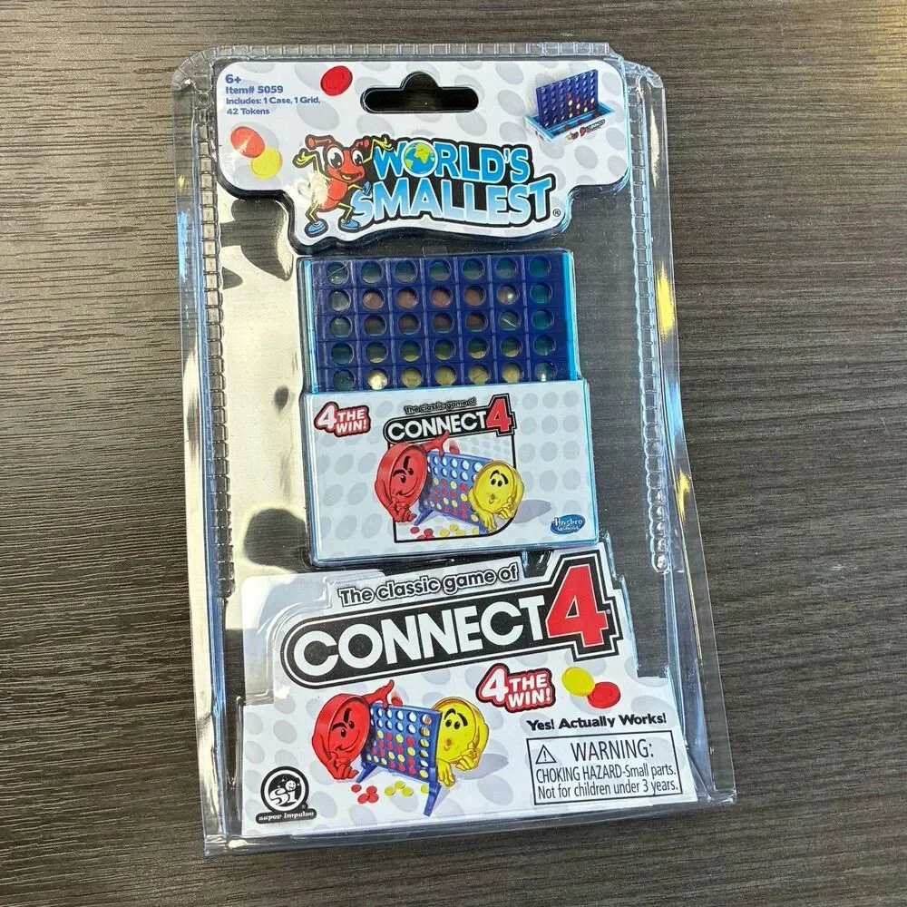 World's Smallest CONNECT 4 Checkers Board Game Toy Miniature Travel Gift New